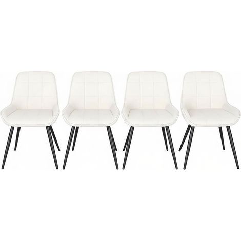 Set de 4 sillas de comedor acolchadas de terciopelo y metal con respaldo alto Blanco/Negro MODENUIT (1/5)