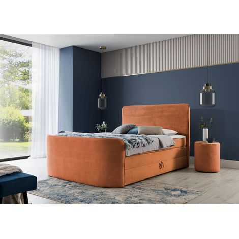 Boxspringbett Schlafzimmerbett BODY 120x200cm in Stoff Rostbraun inkl. Bettkasten (1/4)