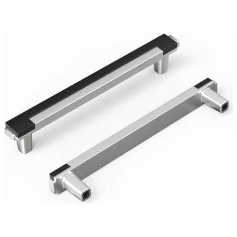 2er set quadratische kuchenschubladengriffe aus zinklegierung schwarz und silberfarben lochabstand 128 mm