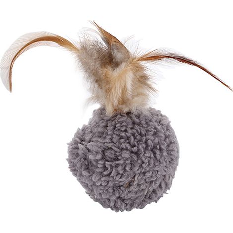 Lot de 2 balles pour chat, jouet interactif à pompon pour chat mignon, jouet en plumes pour chat, balle de jeu pour animaux de compagnie (1/4)