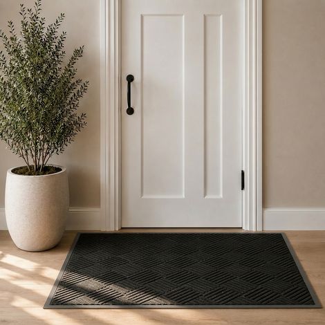 Tapis absorbant / anti-salissure Waterhog Diamond 90x150 cm - Bordure en caoutchouc - Anthracite