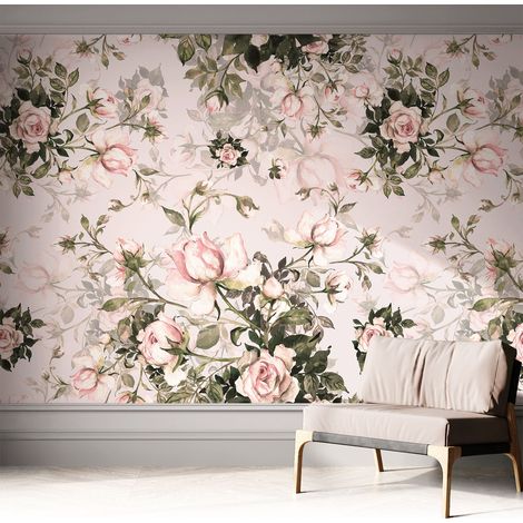 Fototapete Selbstklebend - Wanddekoration - Wandfolie - 3D Tapete Wand - Wohnungsdeko Blumenmuster 312x219 cm (1/5)
