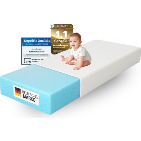 Arensberger Kindermatratze Babymatratze NORA 80x160cm Bezug waschbar & abnehmbar punktelastischer Gelschaum Jugendmatratze, allergikerfreundlich premium Bezug (1/5)