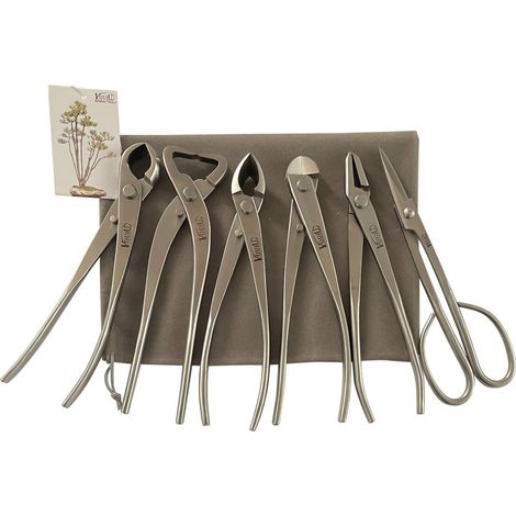 Lot de 6 outils pour bonsaï, coupe-boutons, coupe-tronc, sécateur concave, coupe-fil, pince à jin, ciseaux à bonsaï (1/5)