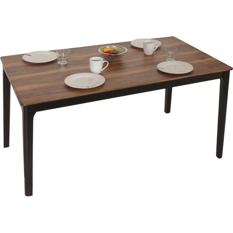 Table de Salle à Manger HWC-M55, Table de Salle à Manger, Bois Massif HDF stratifié mélaminé 135x80cm, Aspect Bois de sheesham, Pieds foncés (1/5)