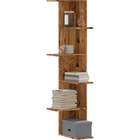 vidaXL Scaffale Angolare Muro Legno Antico 36,5x36,5x140cm