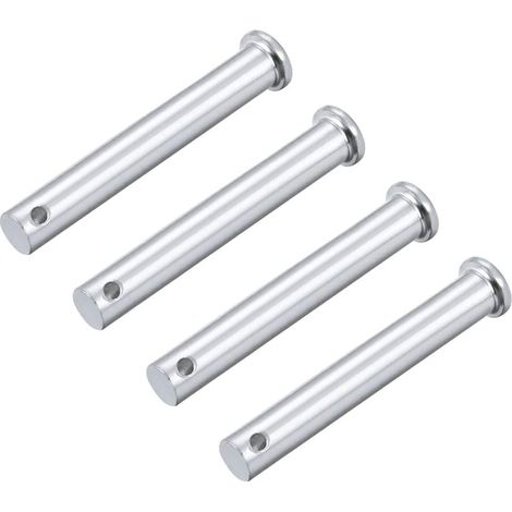 4 Stück Gabelbolzen mit Einzelloch, 10 mm x 70 mm, Flachkopf, verzinkt, aus massivem Stahl, für Achsgelenke (1/3)