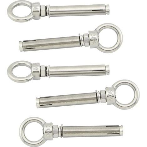 Paquet de 5 vis à boulon à œil à expansion avec anneau de levage en acier inoxydable--M8x60mm (1/2)