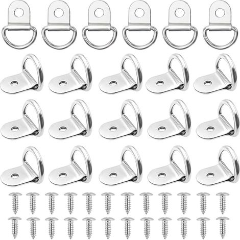 Lot de 20 anneaux d'arrimage pliables en acier inoxydable 304, anneaux d'arrimage pour remorque, crochet d'arrimage, avec 20 vis (1/5)