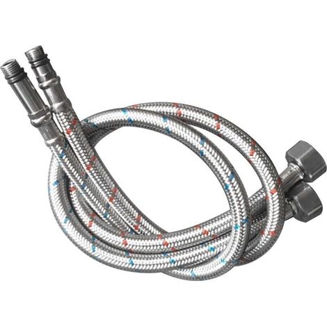 Lot de 2 tuyaux de raccordement G3/8 x M10 - Tuyau flexible 3/8'' - En acier inoxydable - Rallonge pour robinet mitigeur