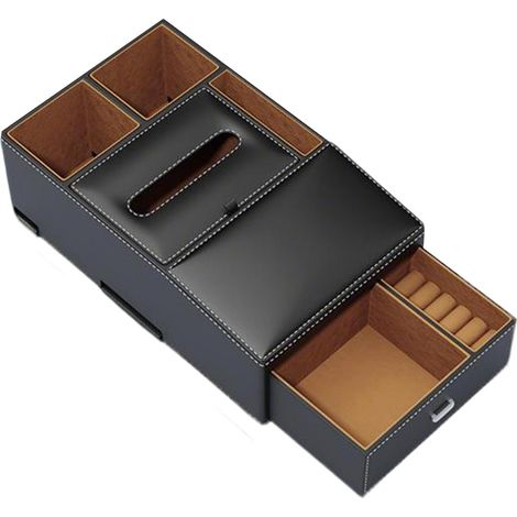 Boîte De Rangement Pour Accoudoir De Voiture, Coussin Ergonomique Et Multifonctionnel, Boîte D'Accoudoir Multifonctionnelle Avec Porte-Gobelet, Pour Accessoires De Téléphone Pour Intérieur (1/5)