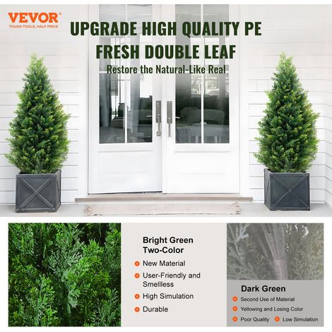 Arbre Topiaire Artificiel Cèdre, Lot de 2, 91,4 cm, avec Feuilles Supplémentaires et Pot, Feuilles Persistantes, Résistante aux UV, Ensemble Plante Artificielle pour Déco Intérieur Extérieur (1/5)