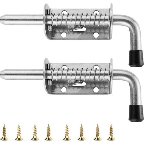 Lot de 2 loquets à ressort robustes en acier inoxydable, verrous de sécurité pour porte de garage, porte pour animaux, porte-fenêtre, abri de jardin (128 mm)