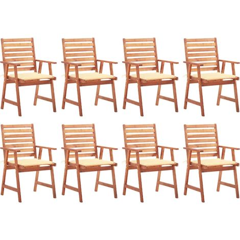 vidaXL Sillas comedor de jardín y cojines 8 uds madera maciza acacia (1/5)