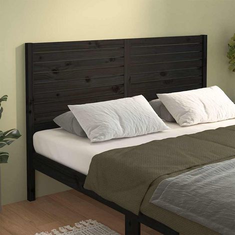 vidaXL Cabecero de cama madera maciza de pino negro 146x4x100 cm (1/5)