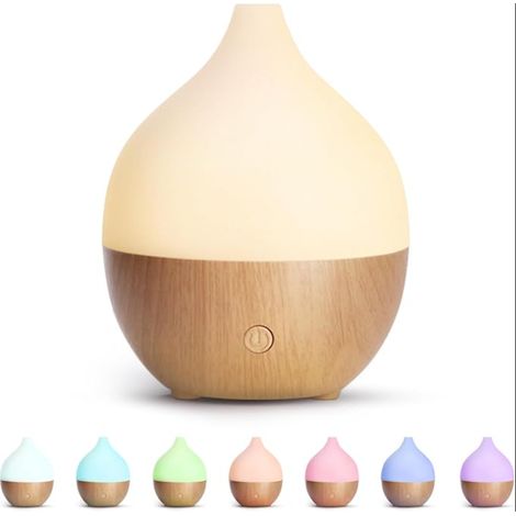 Diffuseur d'Huile Essentielle, Ultrasonique Huiles Essentielles Electrique, Humidificateur d'air avec Lumière Chaude Arrêt Automatique pour Chambre, Spa, Yoga, Massage (1/5)