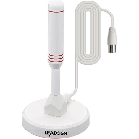 Portable Indoor/Outdoor TV Antenna with Magnetic Base, 360° Reception, Freeview Digital TV Antenna, 4K 1080p VHF UHF (White) (1/5)