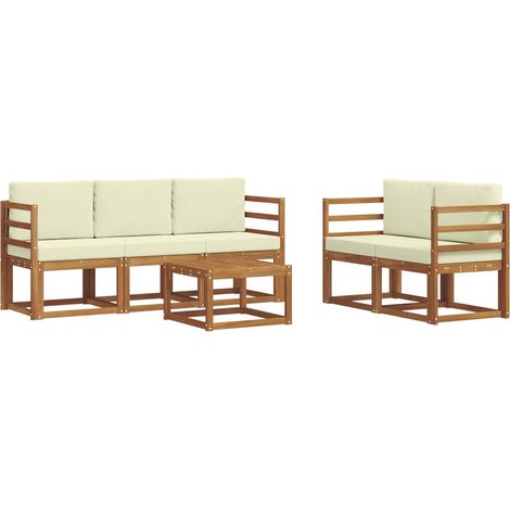 Outdoor Sofa Set with Cushion 6 pcs Natural and Cream vidaXL