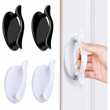 Auto adhésif Fenêtre poignée, Poignée Autocollante, Poignée Adhésive Porte Coulissante Pour Fenêtre Placard Tiroir Armoire Réfrigérateur Auxiliaire(Blanc + Noire),4Pcs (1/4)