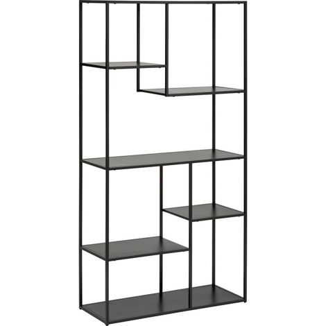 Atmosphera – Étagère bibliothèque 6 niveaux 180cm – Acier noir – Dimensions L. 90 x l. 35 x H. 180 cm – Capacité de rangement optimisée (1/3)