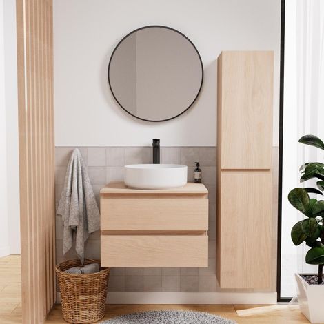 Einzelwaschtisch-Set 60 cm + Waschbecken + Wasserhahn + Spiegel + SORRENTO-Säule (1/5)
