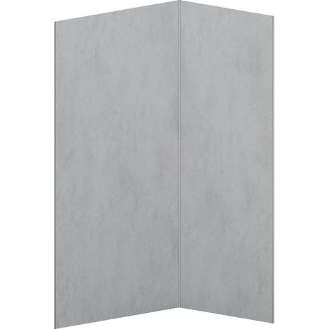 Pannello per parete da doccia effetto cemento cerato alluminio profili L90xL120xH210cm - Lotto di 2 - ARFINO (1/2)