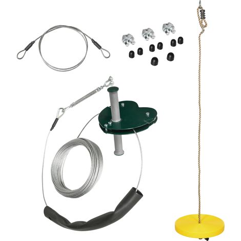 Kit tyrolienne enfant 6-10 ans – poignée antidérapante, corde réglable, protection d'arbre incluse (1/5)