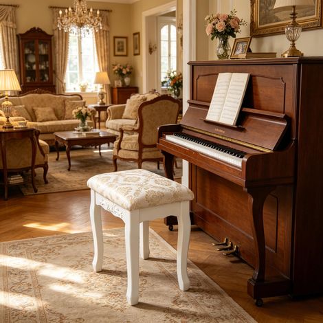 Tabouret de piano, tabouret de coiffeuse chic, tabouret rembourré de dressing, tabouret de chambre, tabouret à chaussures (1 tabouret de coiffeuse uniquement) (1/5)