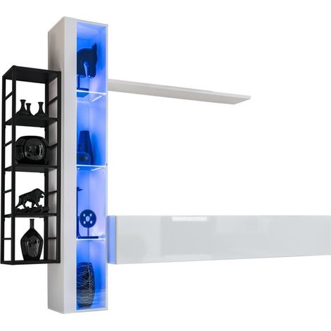 Ensemble meubles de salon industriel SWITCH M7 – Blanc – LED intégrées & système Push to Open
