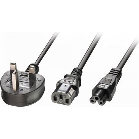 Lindy 30374 - Cable (2,5 m, Male connector / Female connector, C13 acoplador, C5 acoplador, Negro)