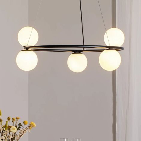 [NEUWERTIG] B-Ware Hängeleuchte Gama Pendelleuchte Schwarz Leuchte Lampe Glas G9 Led 5 Flammig 68cm
