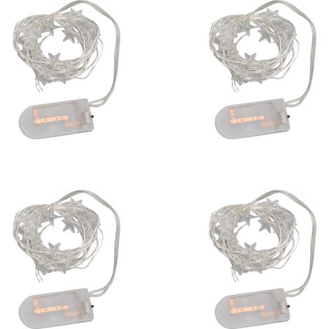 Guirlande lumineuse à piles (4 pièces) en forme d'étoile, 20 LED, étanche IP44, 2 m, transparente, idéale pour les fêtes. (1/5)