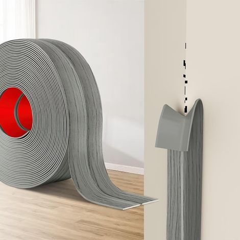 Protection Angle Mur Adhésif, Bandes Corniere en TPE, Plinthe Souple Épaisse en Forme de L Baguette Angle pour Murs, Portes, Cuisine, Fenêtres, (Bois Gris, 2cm x 4M) (1/5)