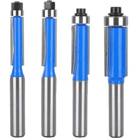 4pcs Fraises à affleurer CNC - Roulement supérieur précision Alliage YG8 et acier carbone 45 - Menuiserie et usinage bois (1/5)