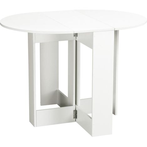 Table pliable de cuisine salle à manger 2 abattants - table ovale extensible - 104L x 76l x 73.7H cm en bois blanc