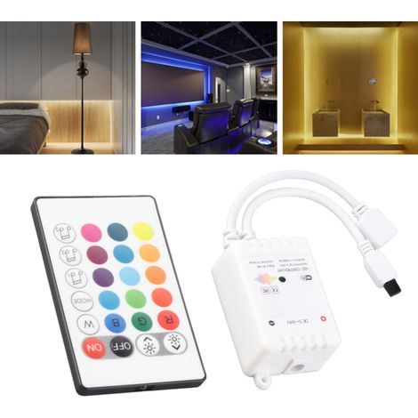 Bluetooth- und WLAN-LED-Controller mit Sprachsteuerung – IR-24-Tasten, DC 5–24 V für KTV und Wohnzimmer (1/5)