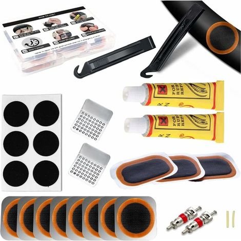 VURAHOME - Kit de réparation pour pneus de vélo - Kit de réparation pour Chambre à air Kit de réparation pour pneus de vélo - pour Motos, BMX, véhicules Tout-Terrain - en Caoutchouc Gonflable (1/5)