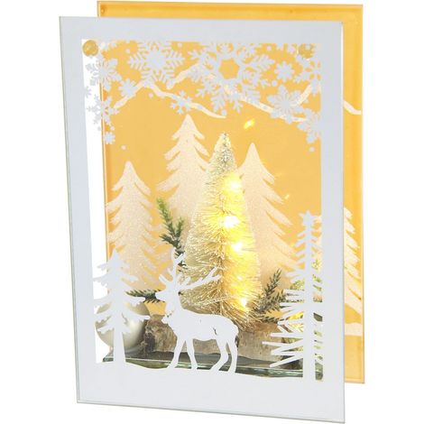 Objet décoratif en verre avec lumière LED blanche Mini sapin de Noël Lampe d'ambiance Guirlande lumineuse Décoration de Noël Image 3D Décoration de table Ornements 3D Image Cadeau Décoration (1/5)