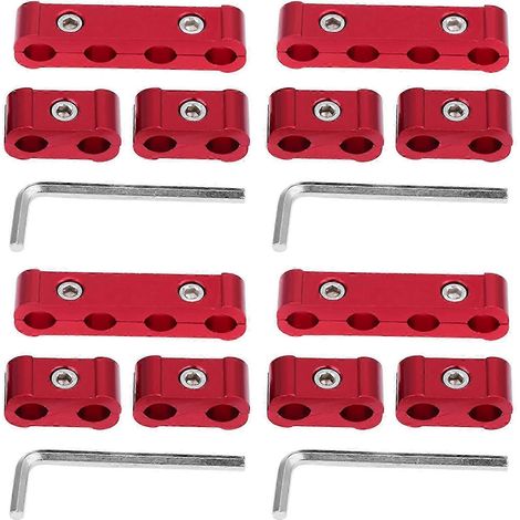 Compatible avec les séparateurs de fils de bougie en alliage d'aluminium 12 pièces (8 mm, 9 mm, 10 mm), les séparateurs de faisceau de câblage moteur, rouge 25-26 mm.