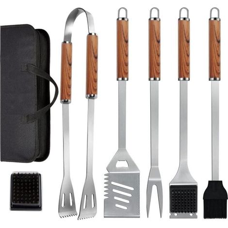 7-in-1 Grill Utensils Set, Extra Thick Stainless Steel Grill Utensils Set with Storage Bag, Premium Complete Outdoor Grill Utensils Set, Professional Grill Accessories, Grill Set for (1/4)