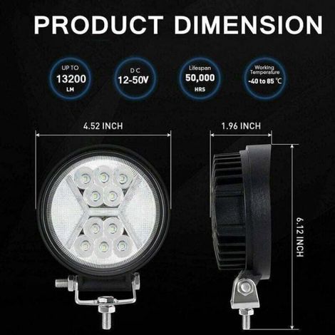 2 PCS Phare de Travail Led 12v, 132W Phares Longue Portee Led Moto 4x4 projecteurs antibrouillard LED Feux Travail Led de Recul pou (1/4)