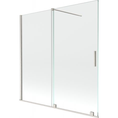 Paroi de baignoire coulissante à 2 panneaux Mexen Velar 160 x 150 cm, transparent, nickel brossé - 896-160-000-01-97 (1/2)