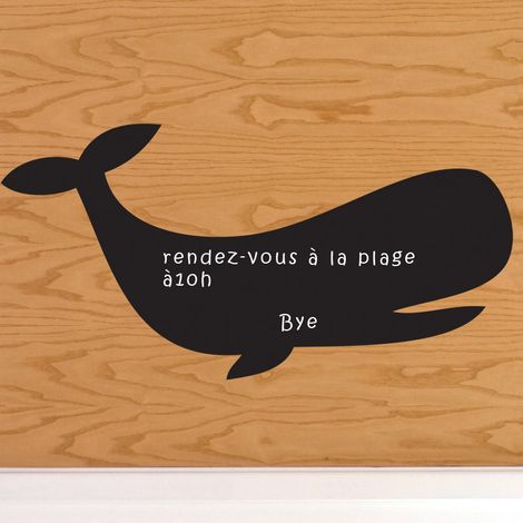 Sticker ardoise tableau noir - stickers muraux adhésif effaçable - BALEINE - 20x40cm (1/3)