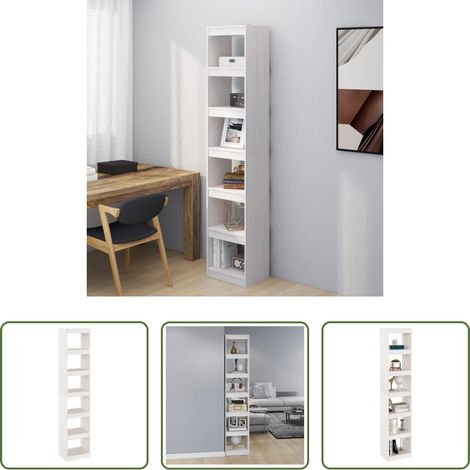 Étagère décorative - Bibliothèque/Séparateur de pièce Blanc 40x30x199 cm Pin massif (1/5)