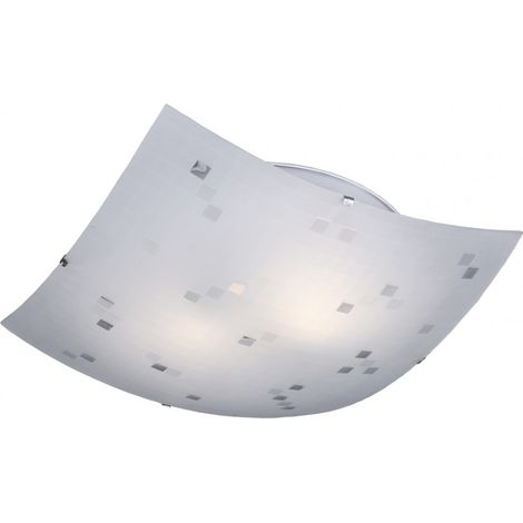 Plafonnier moderne carré COLINA blanc 40 cm E27 Trio (1/5)