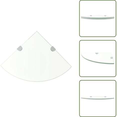 Eckregale 2 Stk. mit Verchromten Halterungen Glas Transparent - Wandregal - Eckregal - Glasregal - Regal Transparent - Küchenregal (1/5)
