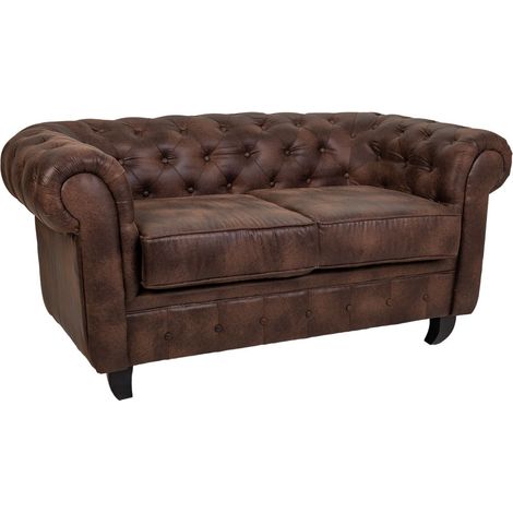 Sofá de cuero marrón 160x82x76 (1/5)