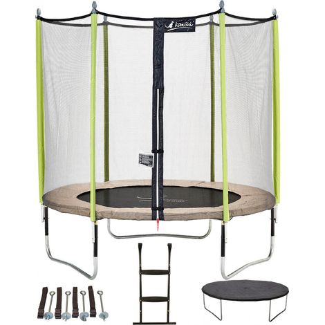Trampoline KANGUI - JUMPI Ø 244‑250 cm – Enfant – Rebond Dynamique – Échelle, Bâche & Kit Ancrage – Garantie 5 ans