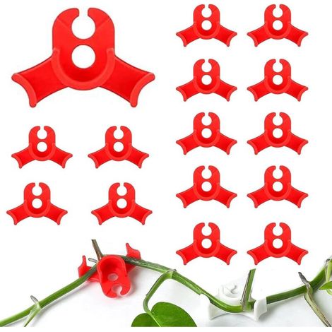 15 Pieces Plant Bender, Plant Clips, Stable Support, Reusable, Plant Fixing Clips, Wall Vine Support for Gardening Vines Vegetables (Red) (1/5)