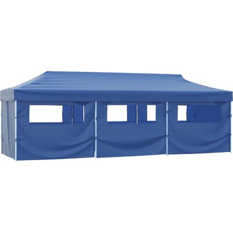 Carpa plegable Pop-up con 8 paredes laterales 870x291x315 cm azul